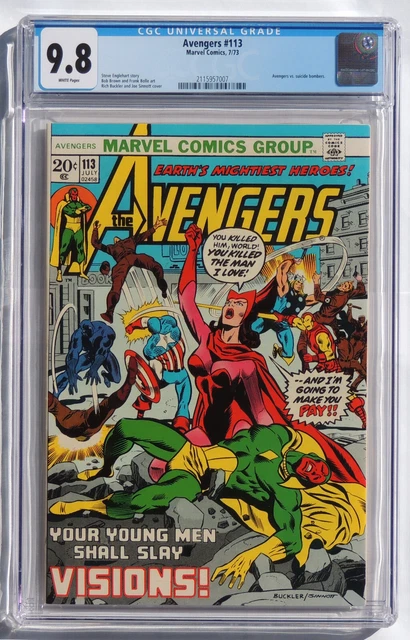 AVENGERS #113, CGC 9.8, NM/MT, White Pages, Marvel Comics, 1973 2