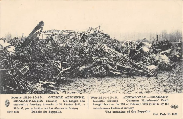 Cpa Guerre Aerienne Brabant Le Roi Un Engin Des Assissins Boches