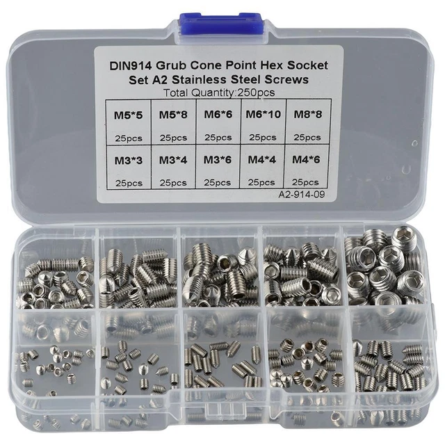 250PCS 304 STAINLESS Steel Allen Head Hex Socket Screws Door Handles
