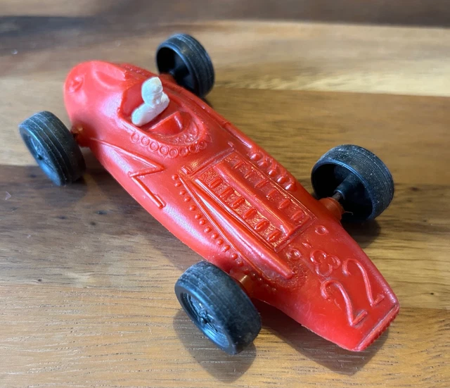 1950S VINTAGE TOY racing car, rare version, plastic, red unusual design
