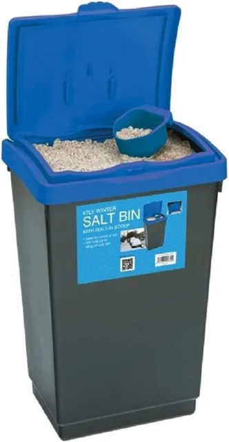 Contenedor de plástico de almacenamiento de sal de invierno Chabrias Ltd. con cuchara y tapa azules