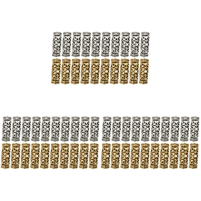 60 Pcs Hair Braids Beads Metal Jewelry Women Dreadlock Arm Cuff Miss Weave