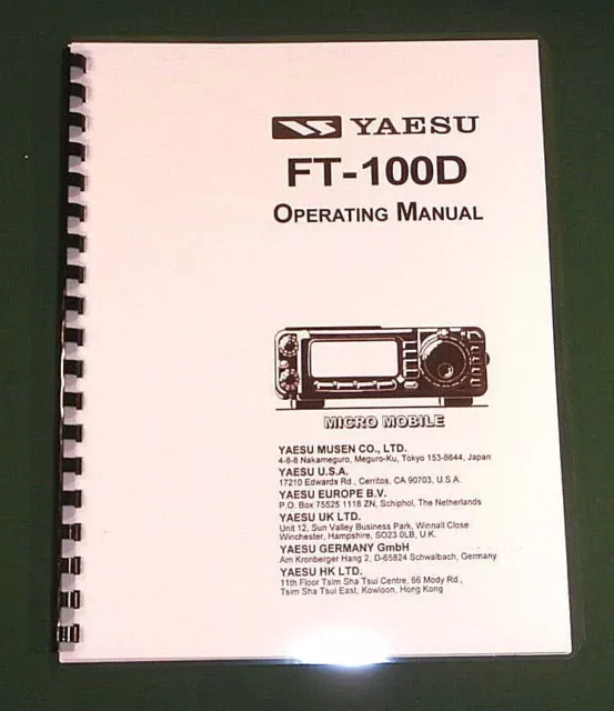 Yaesu FT-100D Instruction Manual - Premium Card Stock Covers & 32 LB Paper!