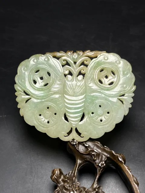 Chinese Exquisite Handmade Butterfly carving Jadeite Jade Pendant