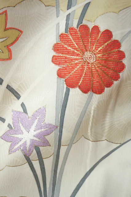 Dear Vanilla Japanese Silk Kimono Women's Robe Gown Authentic Japan Vintage Mint 11