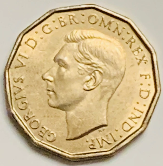 1943 Great Britain 3 Pence KM# 849 Uncirculated Condition