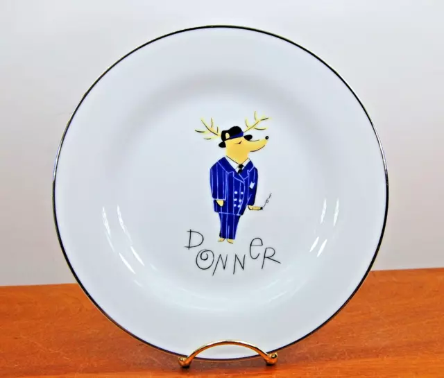 Pottery Barn "Donner" Reindeer 8.5" Dessert or Salad Plate Christmas Holiday