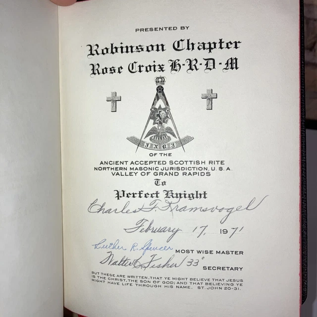 HOLMAN MASONIC BIBLE Rose Croix KJV New Testiment Psalms Original Box