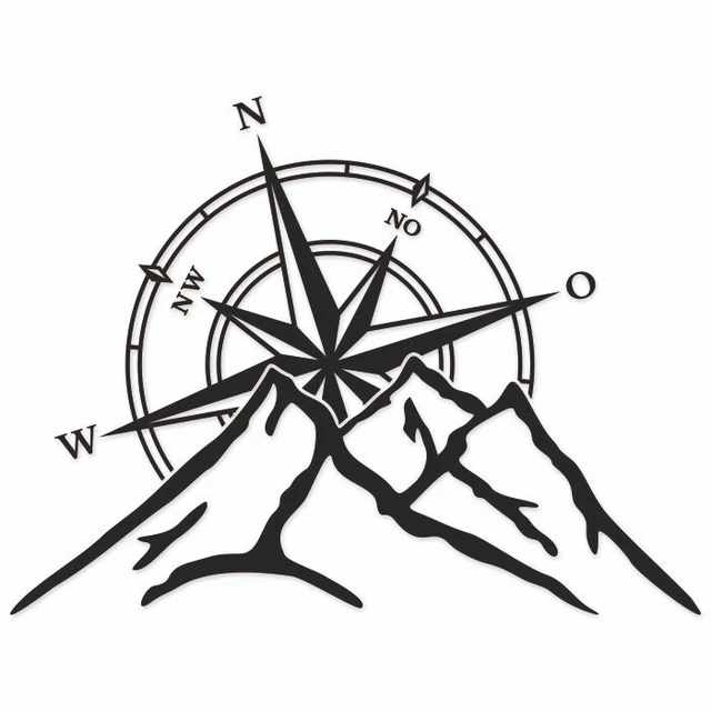 KOMPASS BERGE AUFKLEBER Wohnmobil Wohnwagen Camper Reisen Urlaub