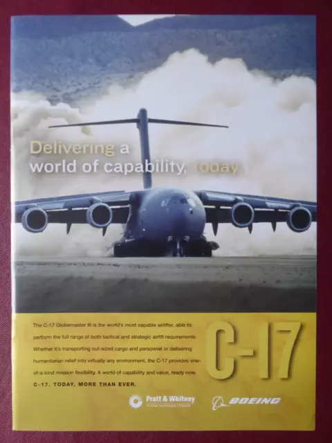 2011-2013 Pub Boeing C-17 Globemaster Iii Airlifter Pratt & Whitney Original Ad