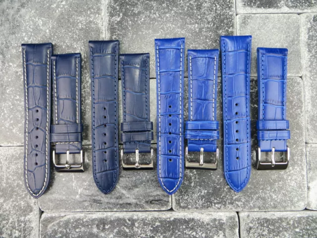 New 21mm Grain Leather Band Blue Watch Band for IWC Top Gun Pilot 21 x1