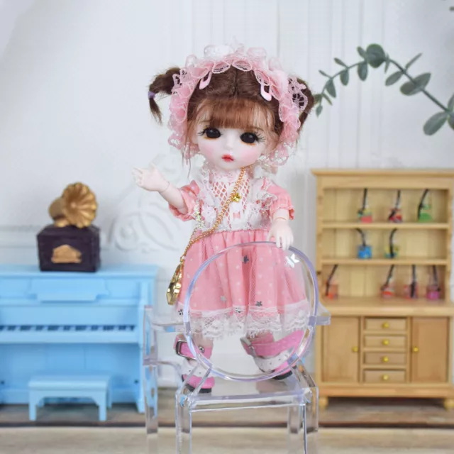 Bambola 1/8 BJD Carino regalo per bambini corpo 6 pollici + occhi + parrucca + scarpe + set completo abito 3