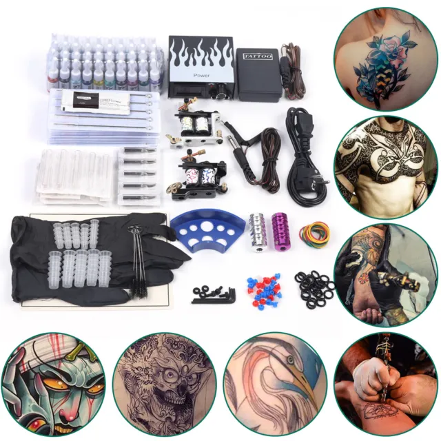 40 tintas para principiantes tatuaje kit de tatuaje conjunto tintas 2 máquina de tatuaje