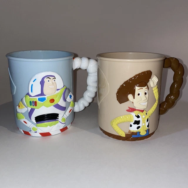 DISNEY'S TOY STORY on Video Ocean Spray Plastic Mugs Set of 2 Woody
