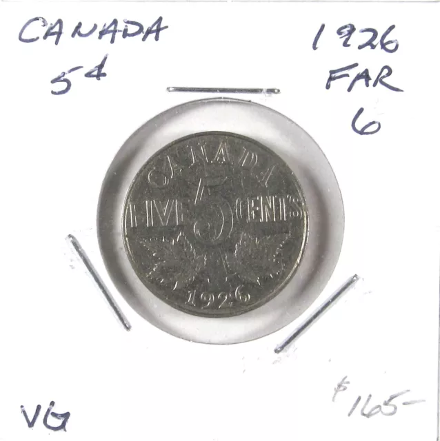 1926 Canada 5 cents FAR 6