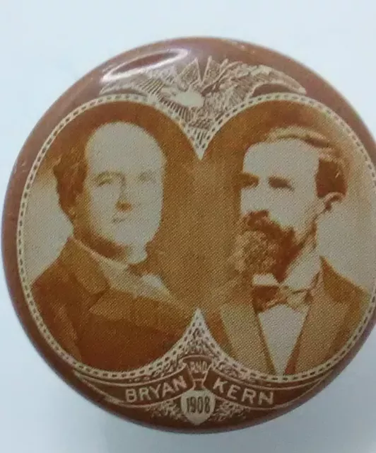 Botón de campaña vintage: Btyan & Kern - elecciones de 1908