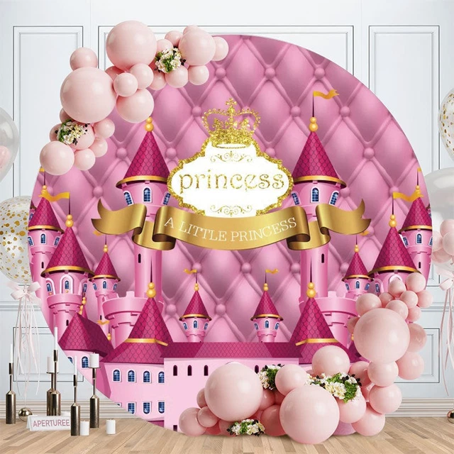 Royal Blue Castle Round Baby Shower Backdrop