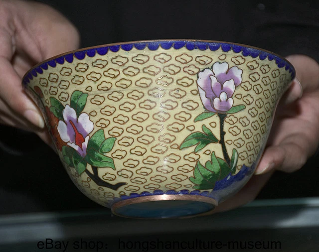 6.2 " Ancient China Cloisonne enamel Bronze Dynasty Flower Pattern Bowl Bowls
