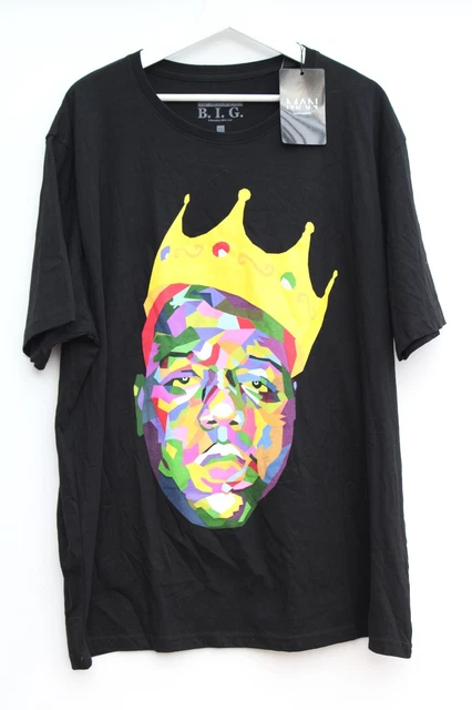 THE NOTORIOUS B.I.G. T-Shirt nera maniche corte corona boohoo da uomo 3XL XXXL