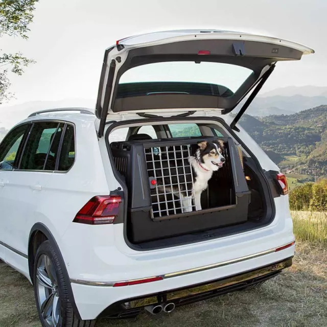 Scatola trasporto cane per auto grande rete chiusura di sicurezza molto spazio nero 3