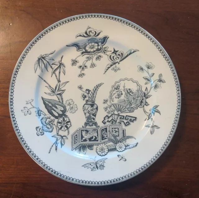 Pair T Elsmore & Son Aesthetic Blue Transferware Plates English Staffordshire... 2