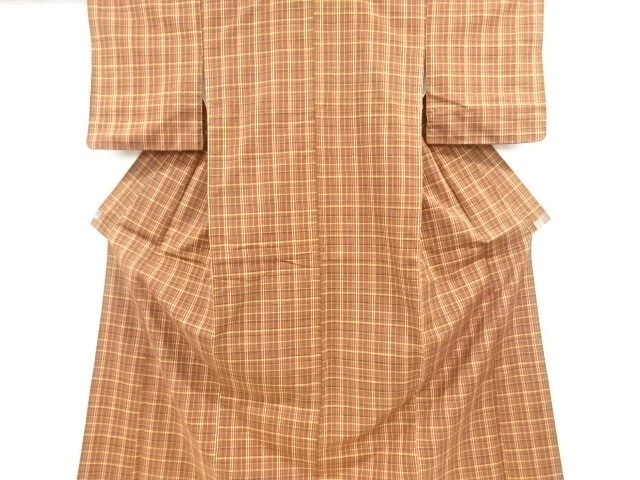 6868772: Japanese Kimono / Antique Kimono / Tsumugi / Woven Grid