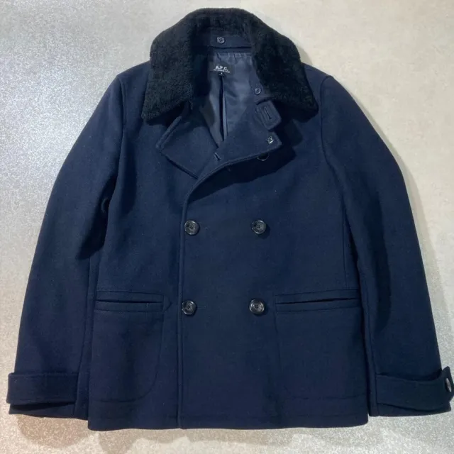 A.P.C.  Pea coat boa dark navy Wool: 100% Fashion Men's Jackets/Outerwear