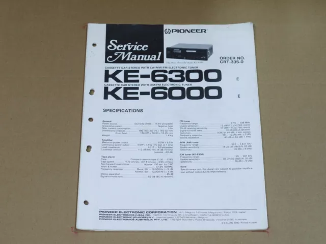 ORIGINAL Pioneer KE-6300 / KE-6000 Service Manual