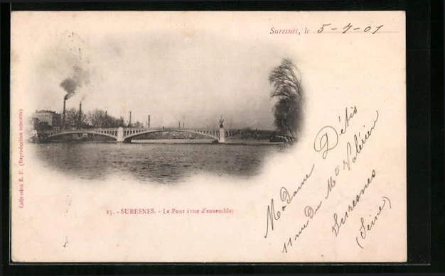 CPA Suresnes, Le Pont vue d´ensemble 1901