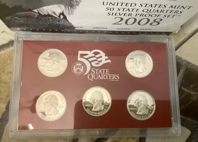 2008 US Mint State Quarters Silver Proof Set