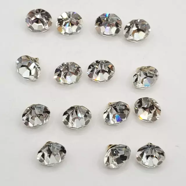 15 Faceted Clear Glass Rhinestone Fancy Vintage Collector Shank Style Button 3