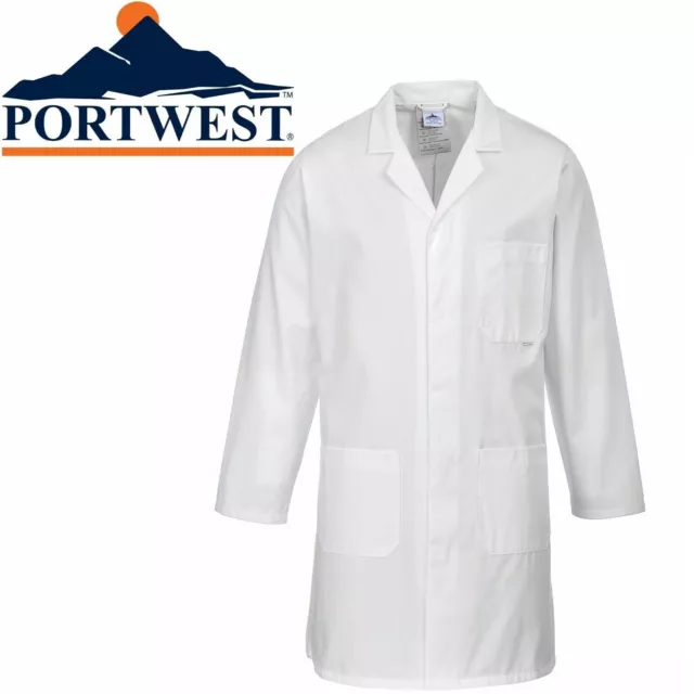 ✅ Portwest Standard Work Coat Lab Warehouse School Science Storeman Hygiene 2852