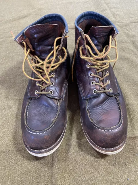 Red Wing Brown Leather Work Boots 8138 US Men's 10.5 Moc Toe Distressed 3