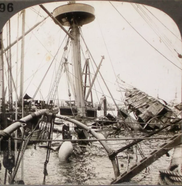 Keystone Stereoview Wrecked Battleship Maine, Cuba from Education Set #296 A