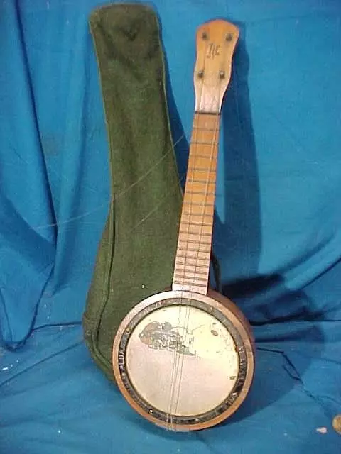 1920s BANJO UKULELE Banjolele 4 String BIRDSEYE MAPLE w Cloth Case