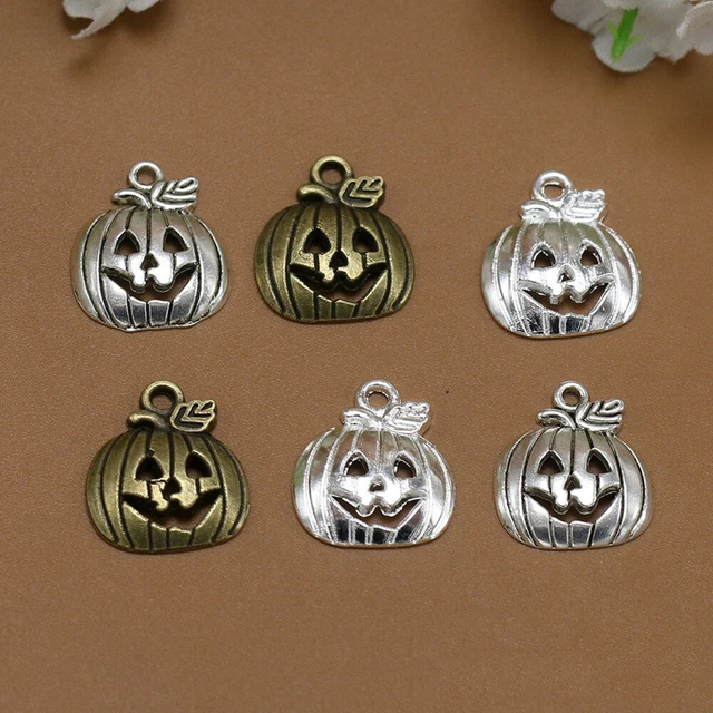 15 Pcs Jack Lantern Pendant Alloy Charm Stoppers Bracelets Pumpkin Pendant