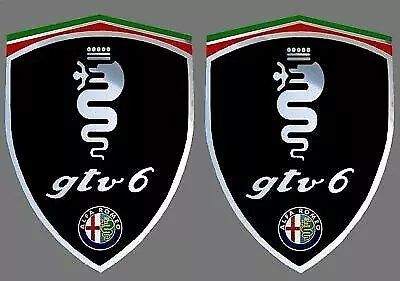 2 stickers autocollants ALFA ROMEO GTV 6 chrome  à coller sur les ailes avant