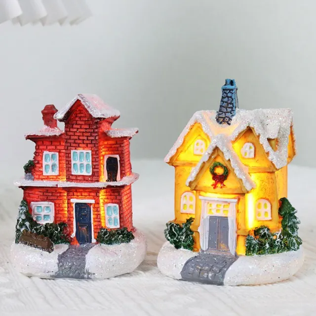 Décor de Noël Décor miniature Petite Maison Résine Ornements Micro Paysage