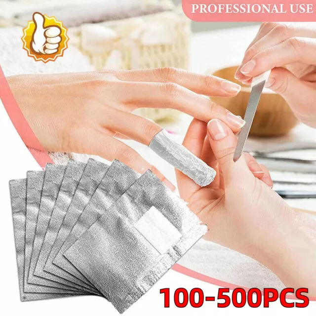 100-500X Nail Art Aluminium Foil Soak Off Acrylic Gel Polish Nail Wraps Remover