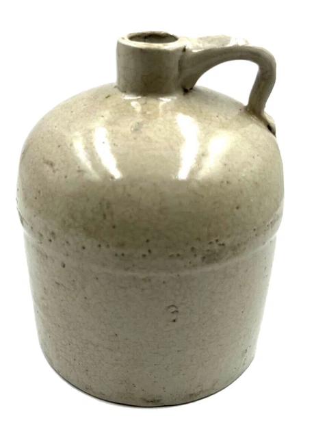 Rare Antique Light Brown Stoneware Pottery Jug Corn Whiskey Country Decor