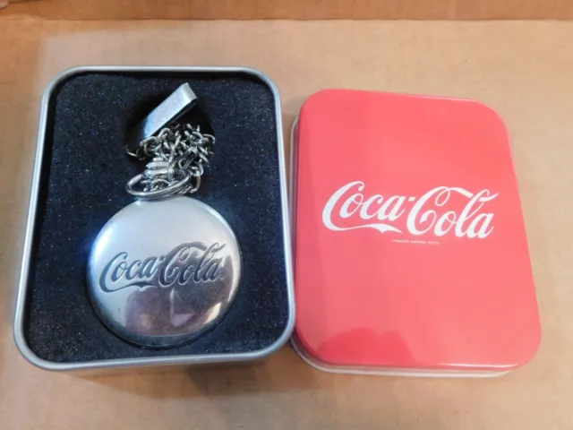 2008 Coca-Cola Retro Pocket Watch with Tin NIB