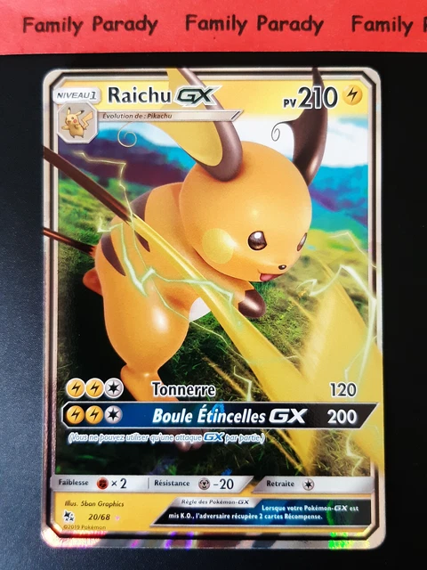 Raichu GX 210pv 20/68 Carte Pokemon Ultra Rare Destinées Occultes neuve fr