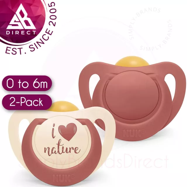 NUK Nature Tétine Bébé │ Caoutchouc Tétine, BINKY │ 0-6 Mois │ Rose │ 2pk │ Exu