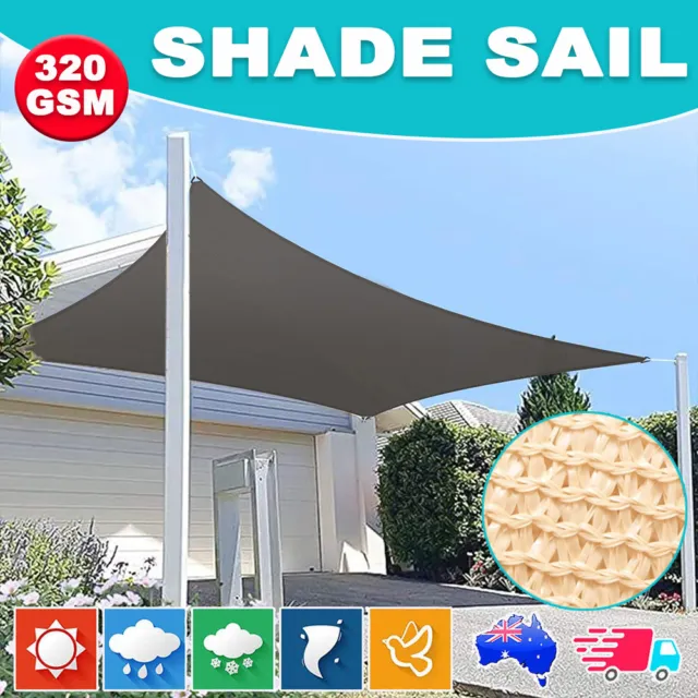 Sun Shade Sail Shade Cloth Rectangle Triangle Heavy Duty 98% UV Block Grey Shade