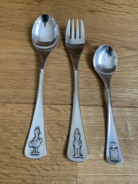 Auerhahn Posate Bambini Sesamo Apriti Muppets 90er Placcato Argento