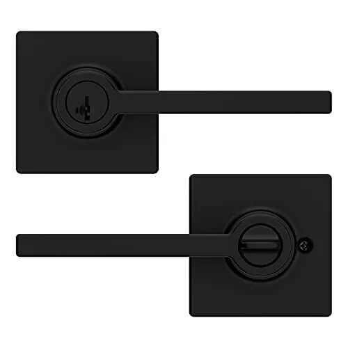 Kwikset Casey Keyed Entry Door Lever featuring SmartKey in Matte Black