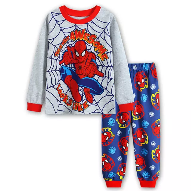 Boy Kid Toddler Pyjamas Outfit Nightwear Spiderman PJs Sleepwear Costume Set