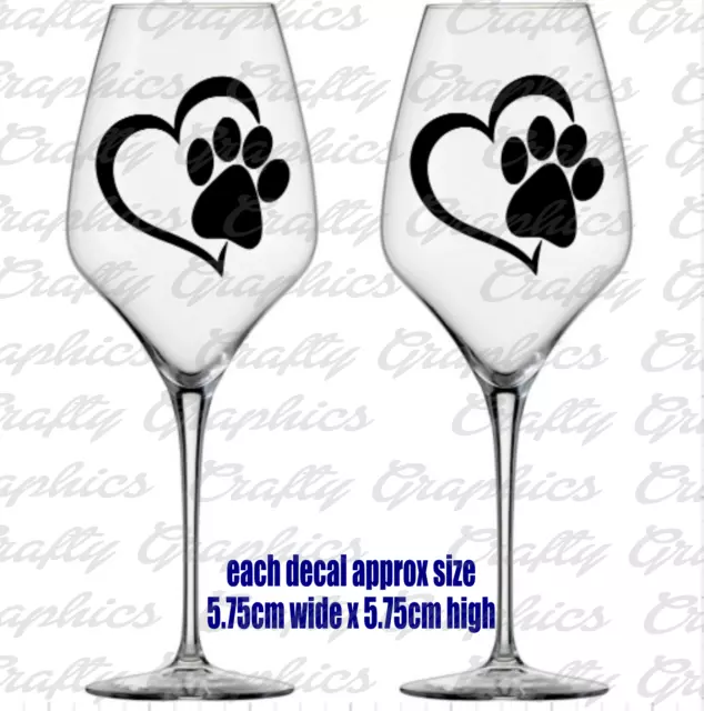 10 Paw Print Heart vinyl decal stickers Bottle Car wine glass mug crafts