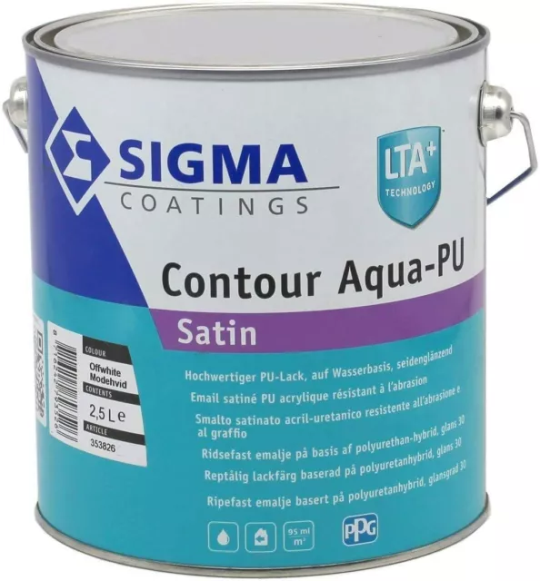 SIGMA  Contour Aqua-PU Satin Acryl-Lack 2,5ltr weiß seidenglanz