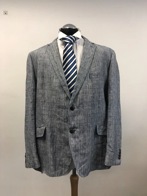 M&S Luxury Suit Jacket/Blazer 100% Linen Grey Mx 46R Mint Condition